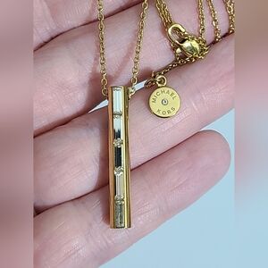 Michael Kors baguettes bar necklace pendant gold plated euc estate
